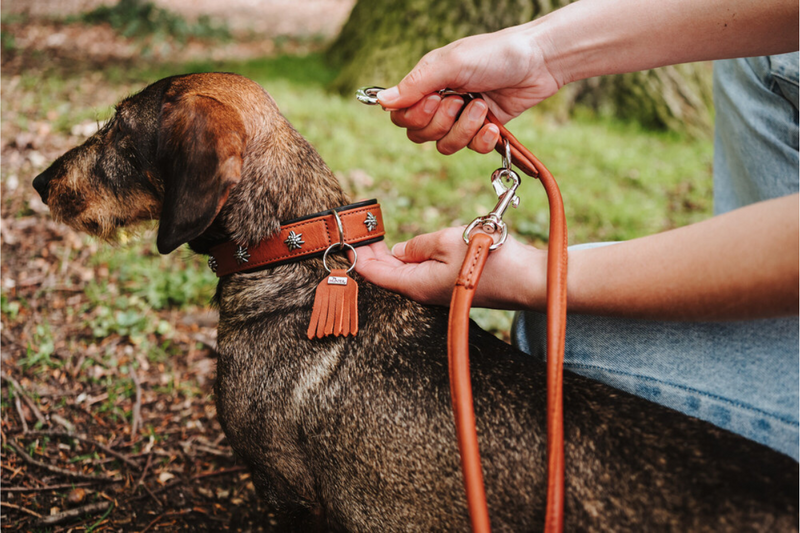 MÜNCHEN Round&Soft adjustable leash - cognac