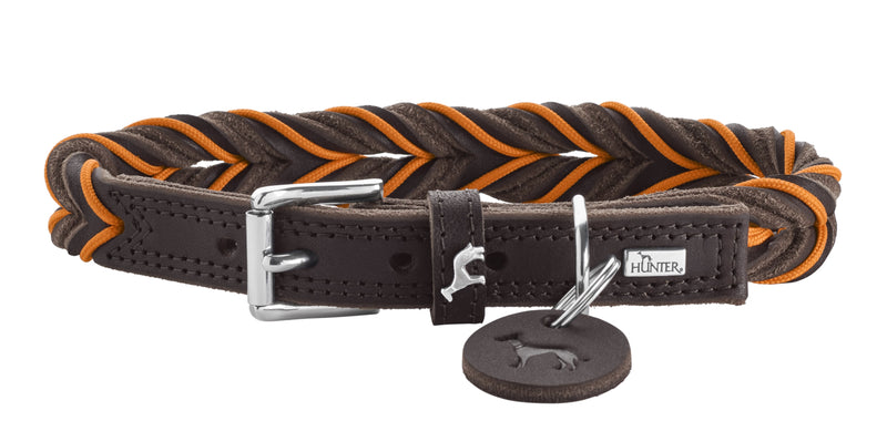 SOLID EDUCATION CORD collar - dark brown/orange