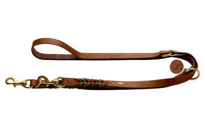 SOLID EDUCATION DUO adjustable leash - cognac/olive