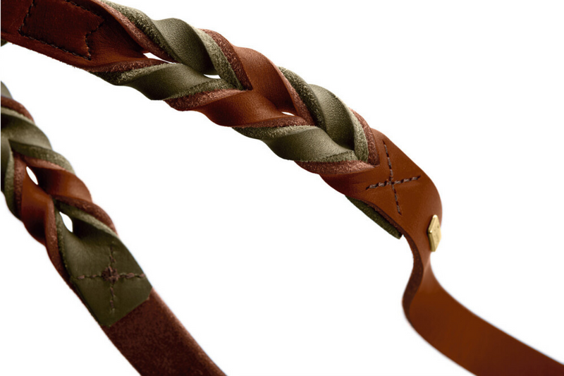 SOLID EDUCATION DUO adjustable leash - cognac/olive