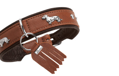 MÜNCHEN Dachshund collar - cognac/black